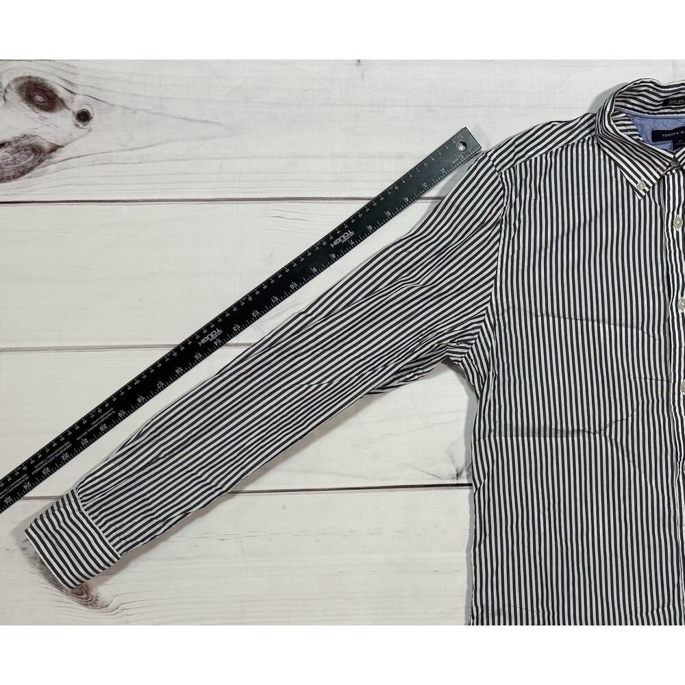 Tommy Hilfiger Button Down Mens Small White/Blue Stripe 100’s 2PLY Double Retros - Picture 5 of 5